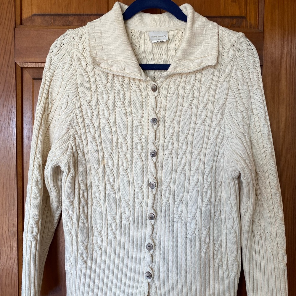 Blue Willis Cream Button up sweater